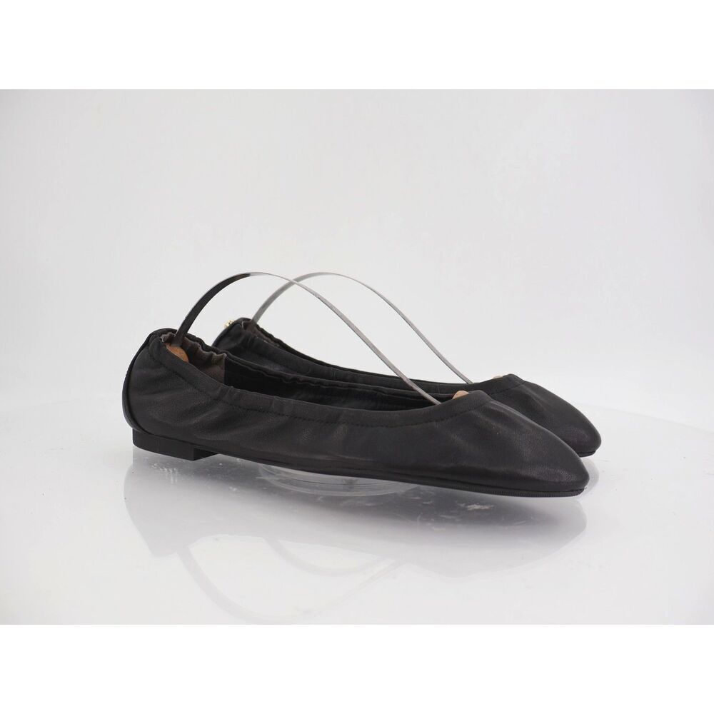 Stuart Weitzman Gabby Scrunch Leather Flat River Ballet Black Nappa Leather Sz 7
